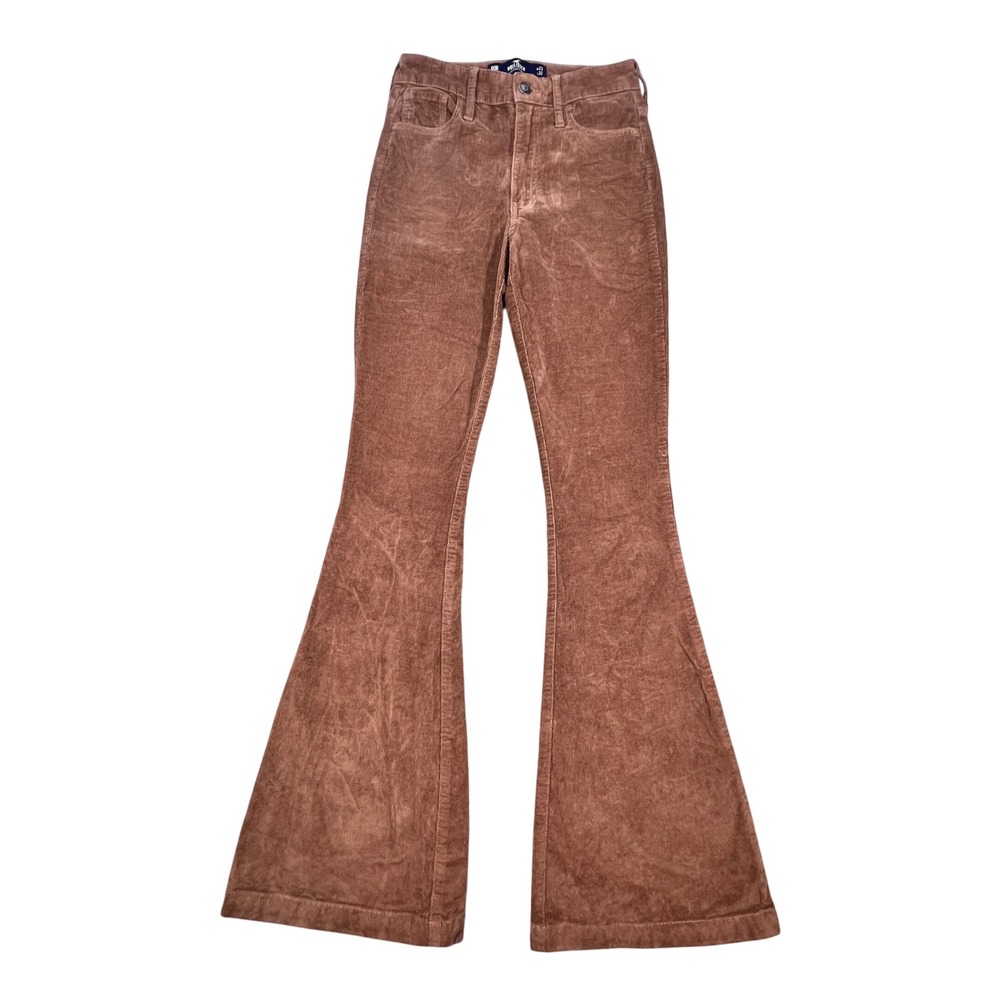 Hollister Brown Corduroy Flare Pants Womens 00R 23x32 High Rise Stretch